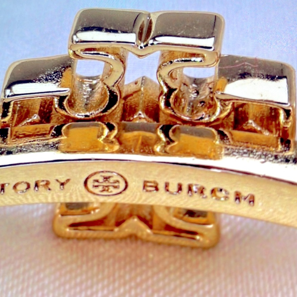 NWT TORI BURCH EMBELLISHED CUFF BRACELET GOLD. - Picture 2 of 6